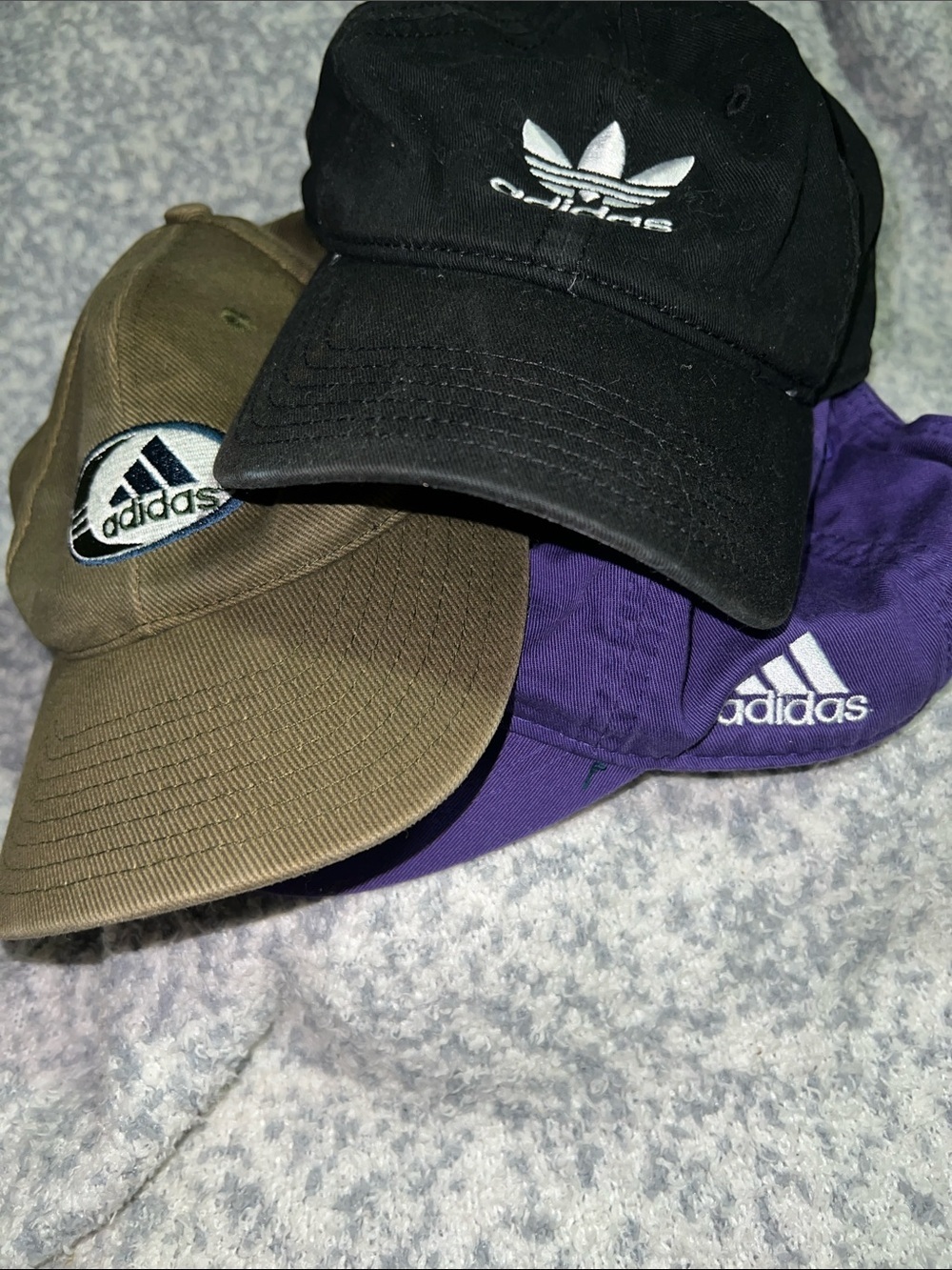 adidas 3-Pack Men’s Baseball Caps - Black, Olive, Purple - Picture 1 of 15